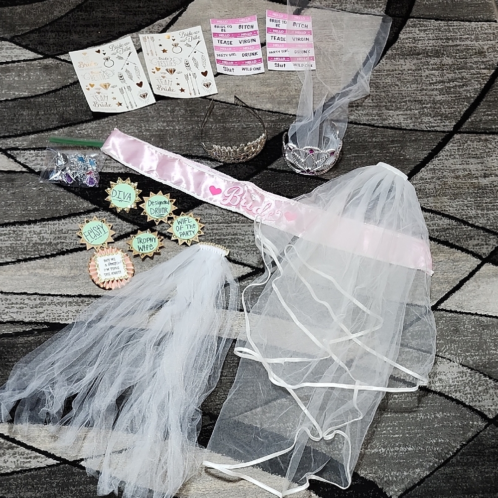 BACHELORETTE PARTY BRIDAL SHOWER SUPPLIES- PROPS- ACCESSORIES BUNDLE